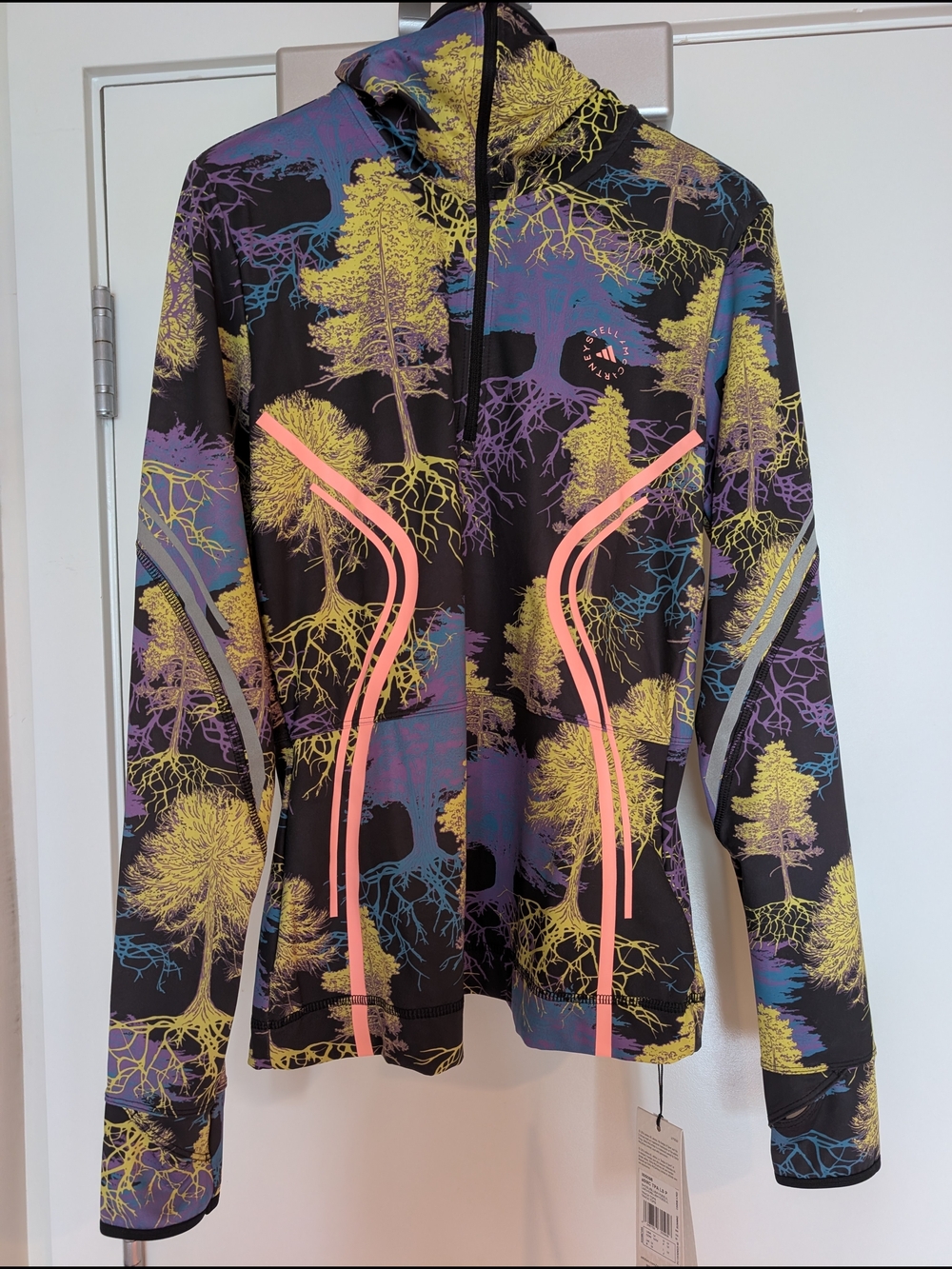 Adidas by Stella McCartney Black Multicolor Tree-Print Zip Hoodie - Picture 4 of 9